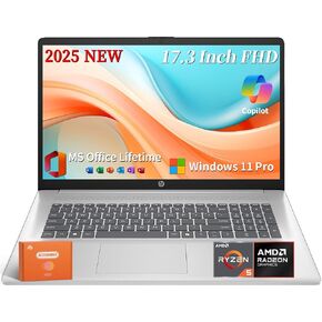 HP 2025 17 بوصة كمبيوتر محمول ، MS Office Lifetime ، 17.3 "عرض FHD ، AMD Ryzen 5 7430U (حتى 4.3 جيجا هرتز) ، ذاكرة وصول عشوائي 64 جيجابايت ، 2 تيرابايت SSD ، AMD Radeon Graphics ، Copilot ، Anti-Glare ، Wi-Fi 6 ، Windows 11 Pro ،