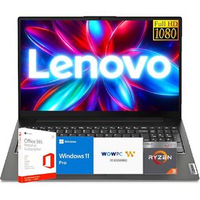 Lenovo V15 كمبيوتر محمول للطالب والأعمال مع Microsoft Office ، AMD Ryzen 3 7320U (Beat I7-1065G7) ، 15.6 FHD ، Radeon Graphics ، 16GB RAM 512GB SSD ، Ethernet Port RJ-45 ، WIFI6 ، Window 11 Pro ، WOWPC USB