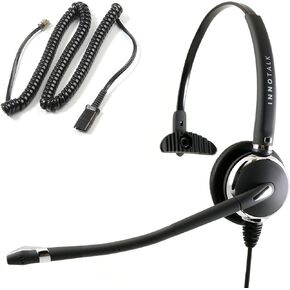 INNOTALK RJ9 Quick Disconnect Office Phone Headset, Compatible with Polycom, Mitel and More, Noise-Canceling Mic, Pro Wired Headset for Call Center