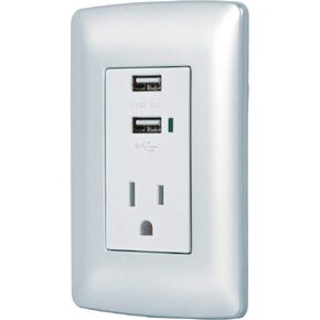 Contact landed + 2 USB ports, silver, Italian online