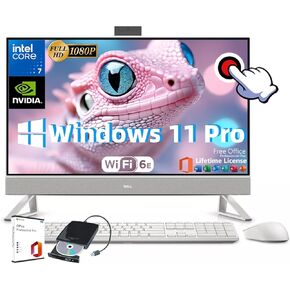 Dell Inspiron 27 All-in-One Desktop - w/Office & External DVD Drive, 27" FHD IPS Touchscreen(1920x1080), NVIDIA GeForce MX570A, Intel 7-150U(10-Core), Win 11 Pro, Wi-Fi 6E, 64 GB RAM, 4TB SSD
