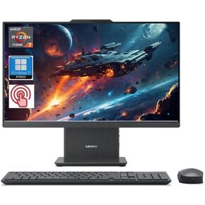 LENOVO 27 inch All-in-One Desktop PC, FHD Touch Display, AMD Ryzen 7 7735HS, 64 GB DDR5,RAM, 2TB SSD, Wireless KB & Mouse, RJ-45, Wi-Fi 6, Webcam, W11 Pro, Grey