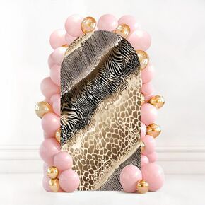 7.2FT Wedding Arch Backdrop Cover Seamless Leopard Fashionable Skin Spandex Fitted Round Top Arch Stand Covers for Birthday Party Baby Shower Banquet Decoration