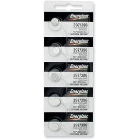 Energizer Silver Oxide Watch Battery 397/396 Button Cell, Pack of 5