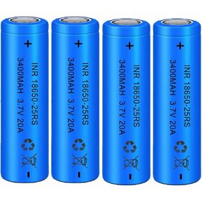 3.7 Volt Button Top 2 Packs 18650 Rechargeable Batteries 18650 Battery for Flashlights, Headlamps, Doorbells, RC Cars (Blue)