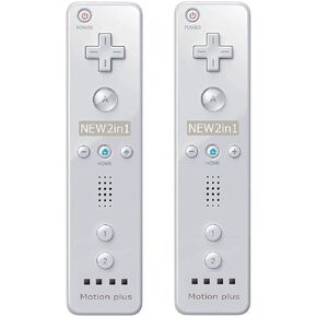 (2 Packs) - Remote Motion Plus Controller for Nintendo Wii & Wii U Video Game Gamepads (White) (Renewed)