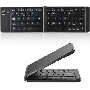 Foldable Keyboard - Portable Rechargeable Full Size Ultra Slim Mini Folding Wireless Travel Keyboard for iOS Android Windows Smartphone Tablet and Laptop(Black)