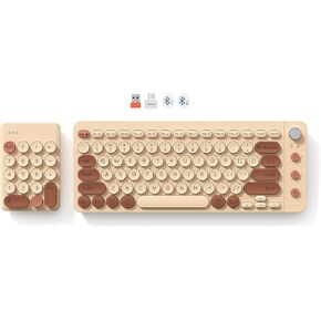 Portable Bluetooth Colorful Computer Keyboards, Wireless Spilt Ergonomic Keyboard with Separate Numeric Keypad, Mini Numeric Keypad for Accountants/Left-Handed User,Pink