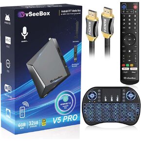 ZYF 2025 Latest V5 Pro, Backlit Mini Keyboard, Large Size Voice Remote & 8K HDMI Cable (Easy Set Up)