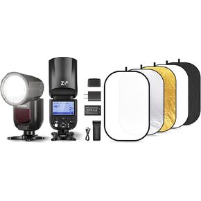 Neewer Z1-N Round Head Flash Speedlite لكاميرات Nikon DSLR مع 47 "X71"/120x180 سم عاكسات الضوء ، 76WS 2.4G SPEADLIGH