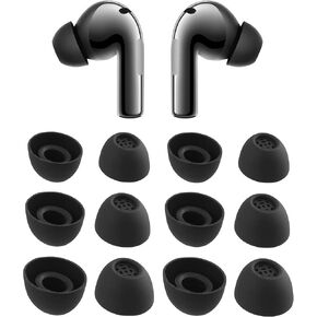 Replacement Silicone Ear Tips for OnePlus Buds 3 / Buds Pro 2 / Buds Pro 3 / Nord Buds 3 / Nord Buds 3 Pro Earbuds, 6 Pairs (S/M/L, Black)