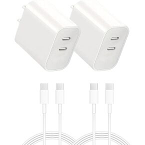 USB C Charger Block，Dual Port Wall Charger，Fast Type C Chargers with 2 Pack Cable for Phone 16 Pro Max/16 Pro /16/16 Plus /15/15 Pro /15 Pro Max /15 Plus，and More