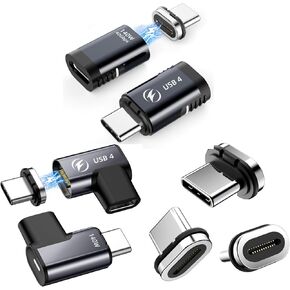 HanCenDa 140W USB C Magnetic Adapter 4Pack, 24Pins USB C 90 Degree Adapter with USB4 40/20Gbps 8K 60Hz Video for Thunderbolt 3 MacBook Pro/Air, Tablet, Laptop, iPhone 15/15 Pro/15 Max/15 Pro Max