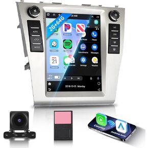 2G+64G for Toyota Camry 2006-2011 Car Radio Stereo 9.7 Inch HD Vertical Touch Screen Wireless CarPlay/Android Auto Android 13 GPS WiFi HiFi Audio Bluetooth FM/RDS EQ HD Backup Camera