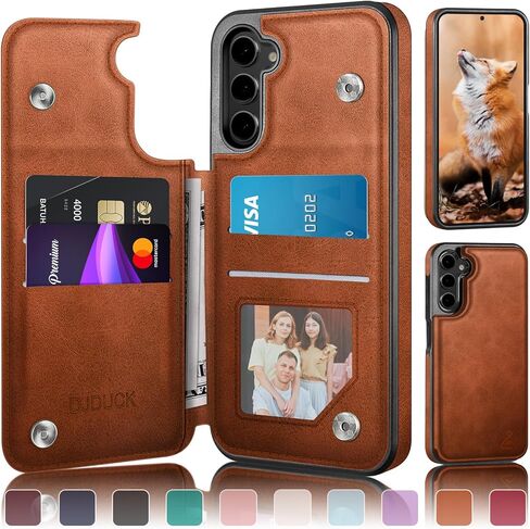 Designed for Samsung Galaxy S23 Case Wallet with Card Holder, [Magnetic Clasp Cover] [RFID Blocking Leather Protection] Shockproof Women Men Cases for Samsung S23 Light Brown in Kuwait