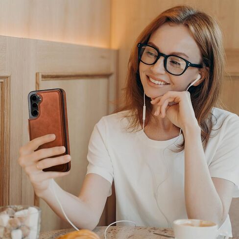 Designed for Samsung Galaxy S23 Case Wallet with Card Holder, [Magnetic Clasp Cover] [RFID Blocking Leather Protection] Shockproof Women Men Cases for Samsung S23 Light Brown in Kuwait