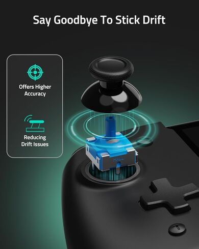 FUNLAB Switch Handheld Controller for Nintendo Joycon Replacement, Hall Effect Luminous Switch Joypad Controller Customizable, Ergonomic Switch One-Piece Joypad Controllers Replacement - 7 LED Colors in Kuwait