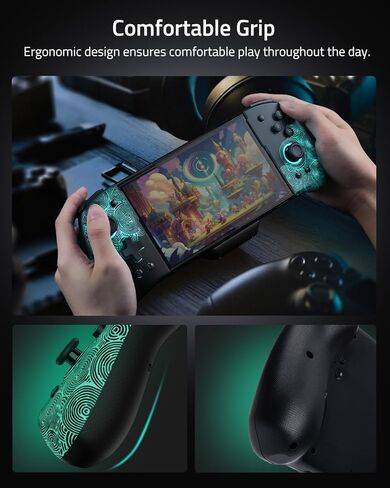 FUNLAB Switch Handheld Controller for Nintendo Joycon Replacement, Hall Effect Luminous Switch Joypad Controller Customizable, Ergonomic Switch One-Piece Joypad Controllers Replacement - 7 LED Colors in Kuwait