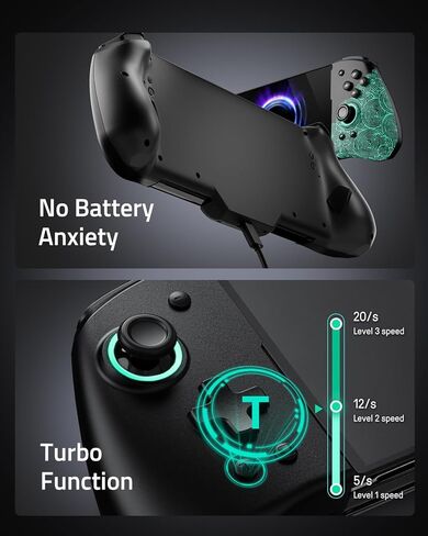 FUNLAB Switch Handheld Controller for Nintendo Joycon Replacement, Hall Effect Luminous Switch Joypad Controller Customizable, Ergonomic Switch One-Piece Joypad Controllers Replacement - 7 LED Colors in Kuwait