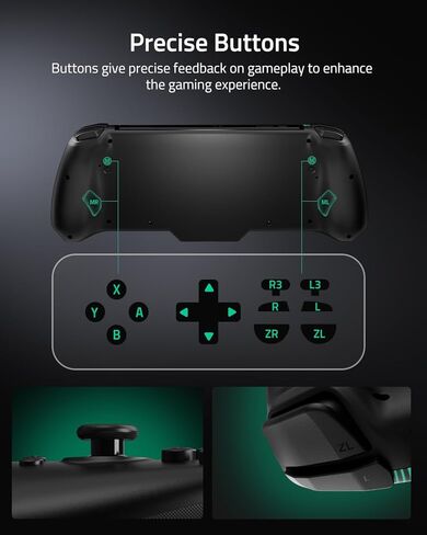 FUNLAB Switch Handheld Controller for Nintendo Joycon Replacement, Hall Effect Luminous Switch Joypad Controller Customizable, Ergonomic Switch One-Piece Joypad Controllers Replacement - 7 LED Colors in Kuwait