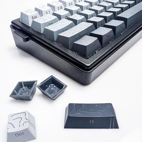 Two-Color Injection PBT Topographic keycaps,Side Printing,Backlight Lines,Cherry Contour keycaps,Suitable for Most(61/64/68/75/84/87/96/98/104/108) Mechanical Keyboards.(Polar Day Black 135 Keys) in Saudi Arabia