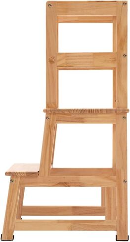 مقعد خطوة للمطبخ للأطفال مع حاجز أمان، هيكل من الخشب الصلب مقعد تعلم للأطفال الصغار، برج مقعد مطبخ للأطفال الصغار من مونتيسوري (أبيض) in Kuwait