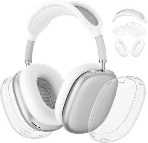 Silicone Case Cover for AirPods Max Headphones, Clear Soft TPU Ear Cups/Ear Pad Case/Headband Cover for Apple AirPods Max (2024/2020) (Clear White) in Saudi Arabia