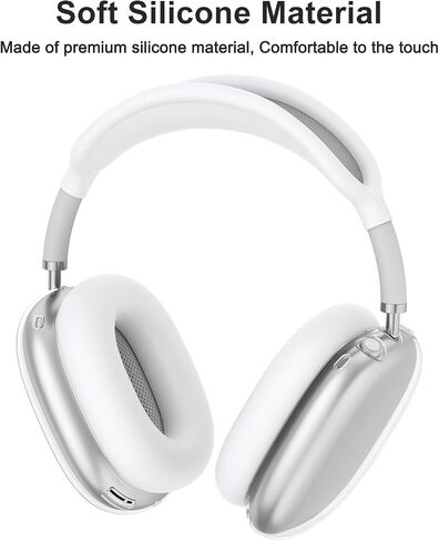Silicone Case Cover for AirPods Max Headphones, Clear Soft TPU Ear Cups/Ear Pad Case/Headband Cover for Apple AirPods Max (2024/2020) (Clear White) in Saudi Arabia
