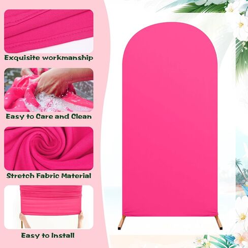 Set of 3 Hawaii Arch Backdrop Cover, 4ft, 5ft, 6ft Tropical Theme Birthday Party Decoration, Spandex Fitted Arch Stand Covers for Summer Beach Birthday Party (Rose Red, Orange,Hawaii) in Kuwait