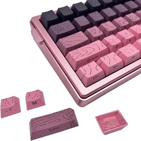 Two-Color Injection PBT Topographic keycaps,Side Printing,Backlight Lines,Cherry Contour keycaps,Suitable for Most(61/64/68/75/84/87/96/98/104/108) Mechanical Keyboards.(Polar Day Black 135 Keys) in Saudi Arabia