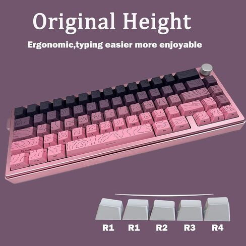 Two-Color Injection PBT Topographic keycaps,Side Printing,Backlight Lines,Cherry Contour keycaps,Suitable for Most(61/64/68/75/84/87/96/98/104/108) Mechanical Keyboards.(Polar Day Black 135 Keys) in Saudi Arabia