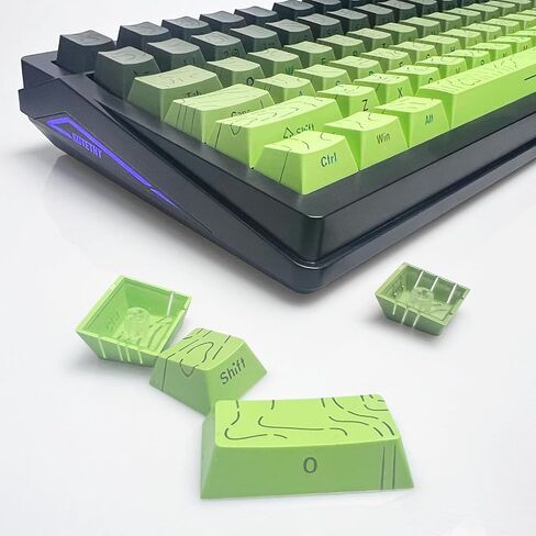 Two-Color Injection PBT Topographic keycaps,Side Printing,Backlight Lines,Cherry Contour keycaps,Suitable for Most(61/64/68/75/84/87/96/98/104/108) Mechanical Keyboards.(Polar Day Black 135 Keys) in Saudi Arabia