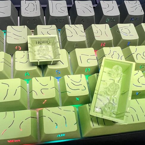 Two-Color Injection PBT Topographic keycaps,Side Printing,Backlight Lines,Cherry Contour keycaps,Suitable for Most(61/64/68/75/84/87/96/98/104/108) Mechanical Keyboards.(Polar Day Black 135 Keys) in Saudi Arabia