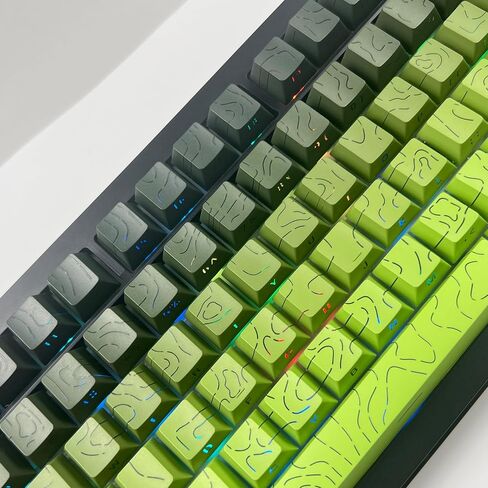 Two-Color Injection PBT Topographic keycaps,Side Printing,Backlight Lines,Cherry Contour keycaps,Suitable for Most(61/64/68/75/84/87/96/98/104/108) Mechanical Keyboards.(Polar Day Black 135 Keys) in Saudi Arabia