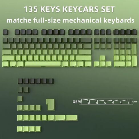 Two-Color Injection PBT Topographic keycaps,Side Printing,Backlight Lines,Cherry Contour keycaps,Suitable for Most(61/64/68/75/84/87/96/98/104/108) Mechanical Keyboards.(Polar Day Black 135 Keys) in Saudi Arabia