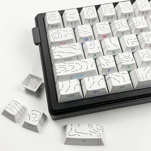 Two-Color Injection PBT Topographic keycaps,Side Printing,Backlight Lines,Cherry Contour keycaps,Suitable for Most(61/64/68/75/84/87/96/98/104/108) Mechanical Keyboards.(Polar Day Black 135 Keys) in Saudi Arabia