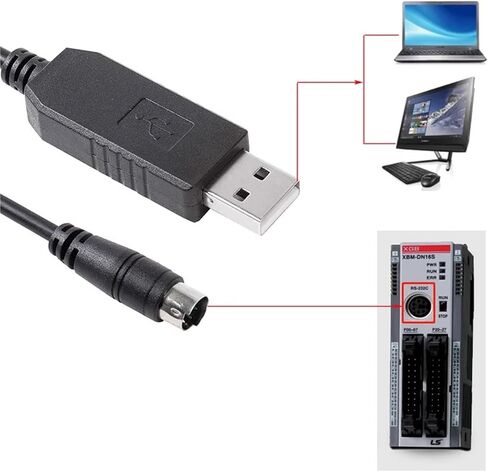 1pc PL2303 USB to 6-pin Mini Din RS232 Serial Communication Cable for XGB XBM XBC to PC Control Download Cable(3m) in Saudi Arabia