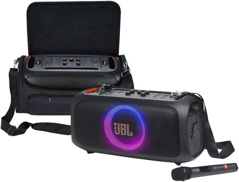 JBL PartyBox On-The-Go Essential - Portable Party Speaker with Built-in Lights and Wireless mic, Amazing Pro Sound, IPX4 splashproof Protection, 6 Hours of Playtime, Convenient Shoulder Strap in Saudi Arabia