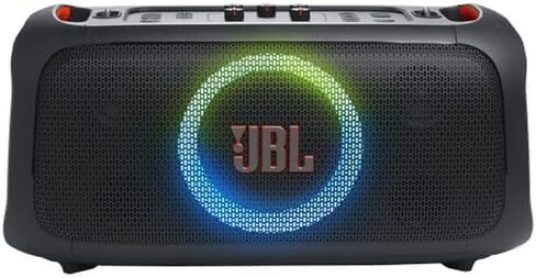 JBL PartyBox On-The-Go Essential - Portable Party Speaker with Built-in Lights and Wireless mic, Amazing Pro Sound, IPX4 splashproof Protection, 6 Hours of Playtime, Convenient Shoulder Strap in Saudi Arabia