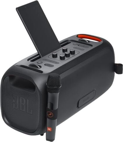 JBL PartyBox On-The-Go Essential - Portable Party Speaker with Built-in Lights and Wireless mic, Amazing Pro Sound, IPX4 splashproof Protection, 6 Hours of Playtime, Convenient Shoulder Strap in Saudi Arabia