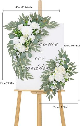 Faux Flowers Wedding Welcome Signs Floral(Pack of 2)，Wedding Arch Flowers for Wedding Decorations and Reception Backdrop Decoration (2PC Red) in Saudi Arabia