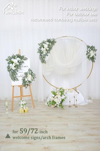 Faux Flowers Wedding Welcome Signs Floral(Pack of 2)，Wedding Arch Flowers for Wedding Decorations and Reception Backdrop Decoration (2PC Red) in Saudi Arabia
