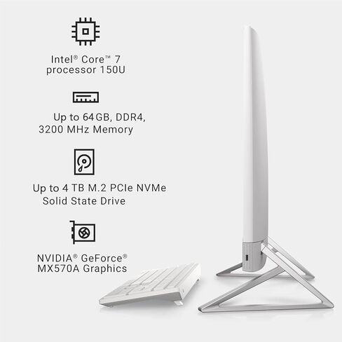 Dell Inspiron 27 All-in-One Desktop-W/Office و DVD Drive الخارجي ، 27 "FHD IPS Touchscreen (1920x1080) ، NVIDIA GEFORCE MX570A ، Intel 7-150U (10-CORE) ، Win 11 Pro ، Wi-Fi 6E ، 64 GB RAM ، 4TB SSD in Kuwait