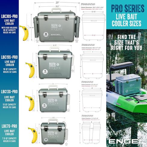 ENGEL Live Bait Cooler PRO for Fishing - Portable Minnow and Bait Bucket with Lithium-Ion Rechargeable Aerator in Saudi Arabia