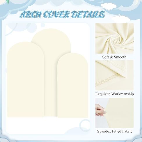 FOTSHARER Wedding Arch Backdrop Stand and Cover Set of 3 Metal Balloon Arch Stand with Ivory Arch Cover 6FT, 5FT, 4FT Arch Backdrop Stand for Party Birthday Anniversary Arched Background Decorations in Saudi Arabia