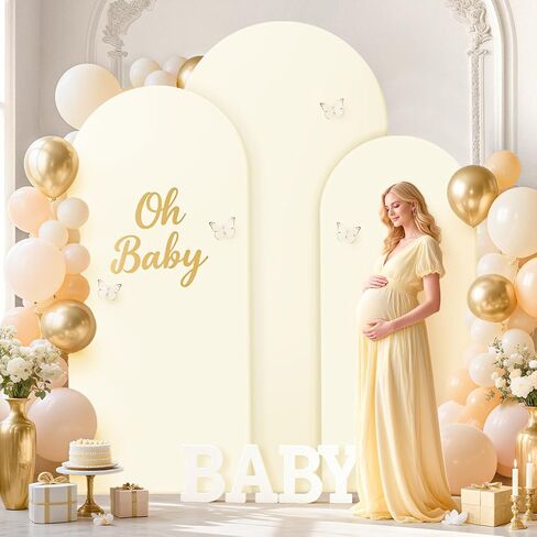 FOTSHARER Wedding Arch Backdrop Stand and Cover Set of 3 Metal Balloon Arch Stand with Ivory Arch Cover 6FT, 5FT, 4FT Arch Backdrop Stand for Party Birthday Anniversary Arched Background Decorations in Saudi Arabia