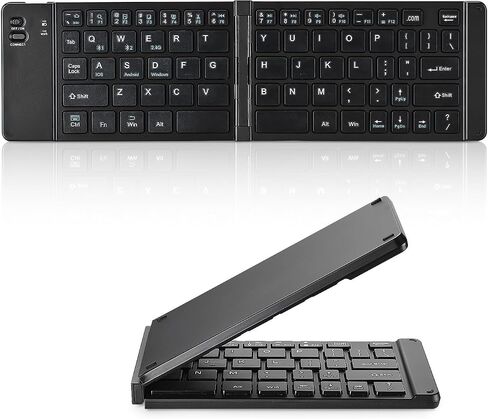 Foldable Keyboard - Portable Rechargeable Full Size Ultra Slim Mini Folding Wireless Travel Keyboard for iOS Android Windows Smartphone Tablet and Laptop(Black) in Saudi Arabia