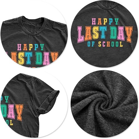 تي شيرت VVNTY Happy Last Day of School للسيدات تي شيرت نهاية العام للمعلم تي شيرت التخرج المدرسي تي شيرت للمعلم في اليوم الأخير in Saudi Arabia