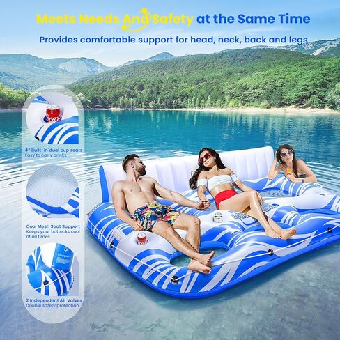 Inflatable Pool Float Lounger Adults with 2 Cup Holders, 2 Handles, Backrest & Footrest, Pool Floaties raft for Swimming Lake River Beach Floats, Water Floaty Adults Teens in Saudi Arabia
