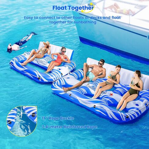 Inflatable Pool Float Lounger Adults with 2 Cup Holders, 2 Handles, Backrest & Footrest, Pool Floaties raft for Swimming Lake River Beach Floats, Water Floaty Adults Teens in Saudi Arabia